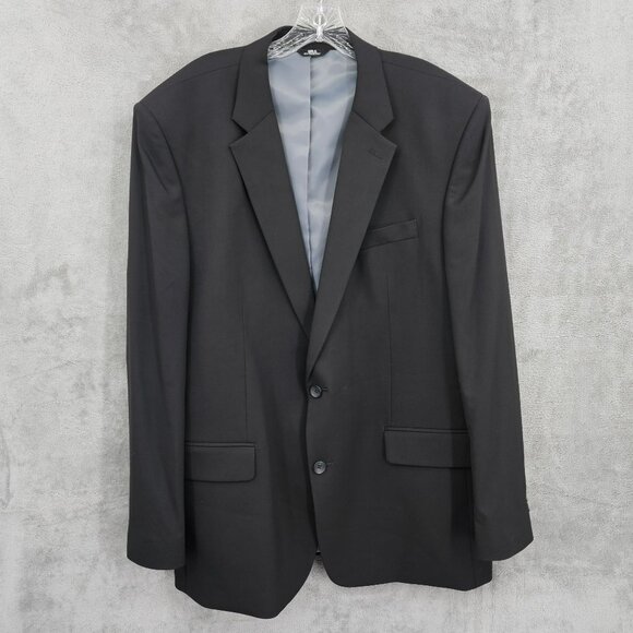 JM Haggar Suit Coat Jacket 48L Black Classic Fit Single Breast Vent Professional - Picture 1 of 12